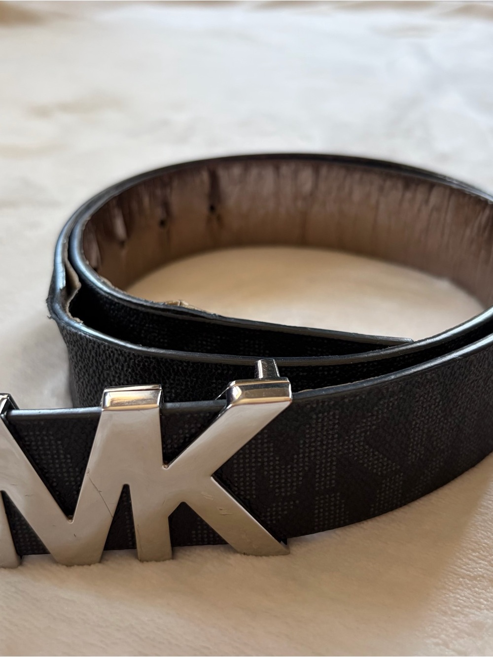 Michael Kors Black Logo MK Buckle Belt